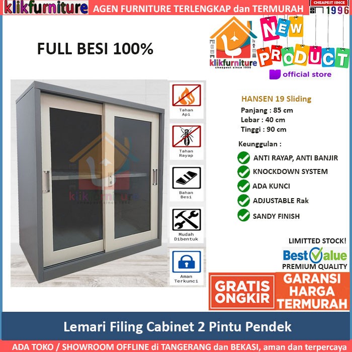 

LEMARI ARSIP PENDEK FILING CABINET BESI PENDEK SLIDING HANSEN 19