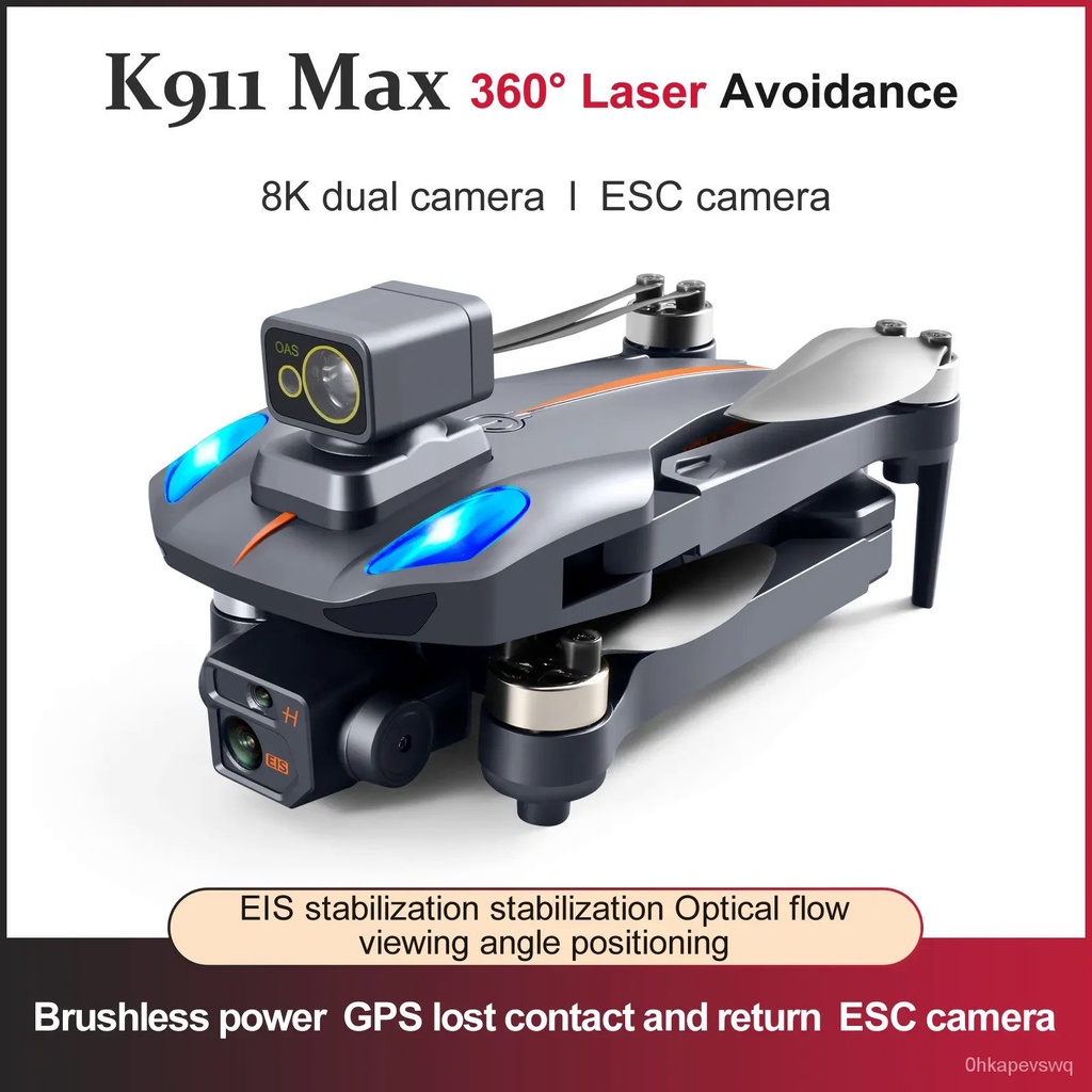 K911 MAX Drone GPS 4K, Quadcopter Lipat Motor Tanpa Brh Profesional Menghindari Hambatan 8K Kamera H