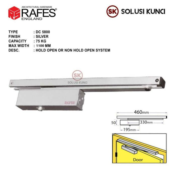Door Closer 75 Kg Rafes England Hold Open System (Dc 5800)