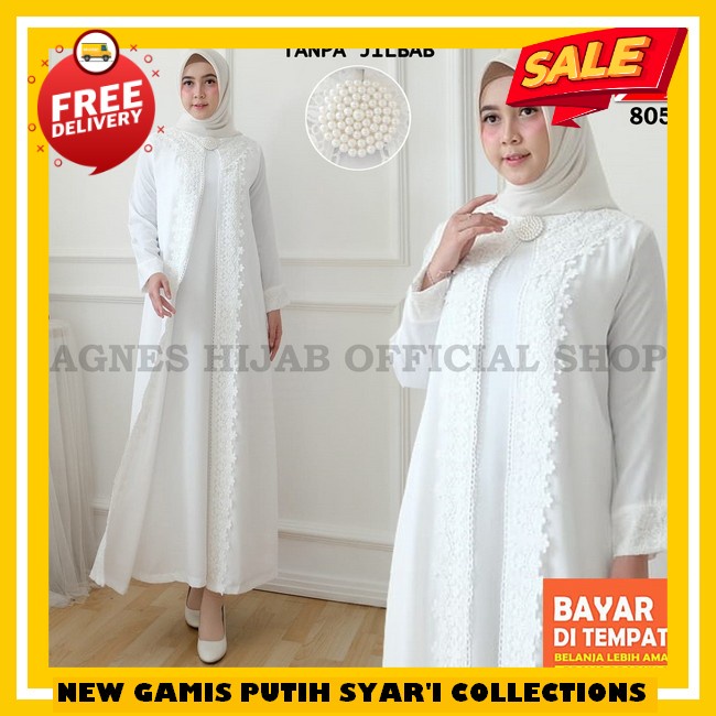Gamis Wanita Kekinian Dewasa Terbaru 2024 Putih Bw Tulang Abya Baju Muslim Dewasa Ibadah Haji Prempu