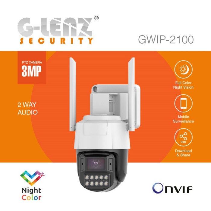Terbaru Glenz Night Color Smart Ip Camera Cctv Ptz - Gwip 2100 (Full Hd 2Mp)