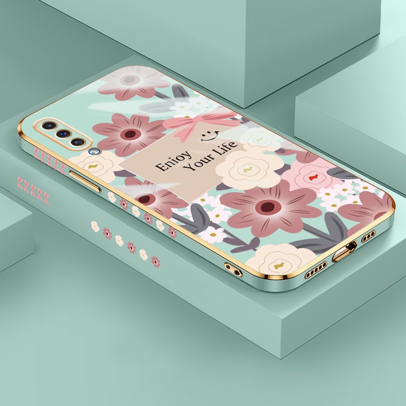 Casing Hp Samsung A50 A50s A30s A30 A20 M10s Case lucu terbaru estetik Pola bunga pelapis mewah anti