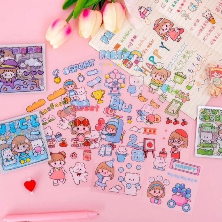 

(25 lembar) 1 set aesthetic sticker stiker DIY anti air momo kartun karakter korea jurnal aesthetic lucu / Dekorasi Scrapbook