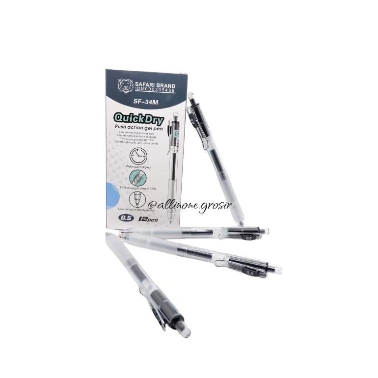 

(1pcs) Bolpen Click Klik Ballpoint Pena Pulpen Safari SF-34m Quick Dry