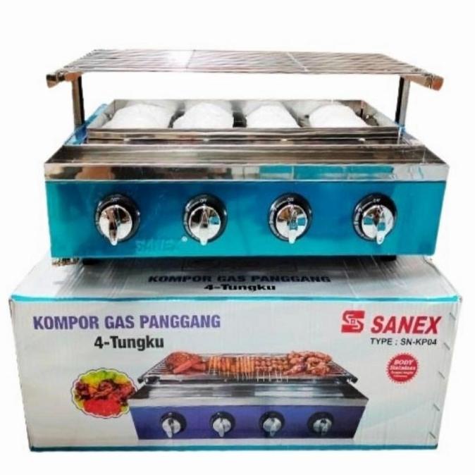 Kompor Panggang 4 Tungku(Sosis Bakar,Ayam,Ikan,Sate)Progas 4 Stainless