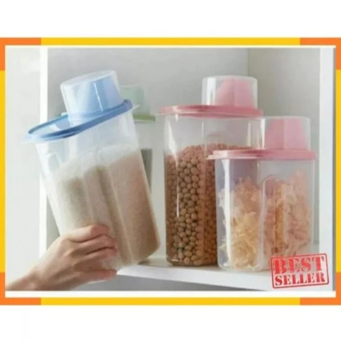 

Toples Kedap Udara Penyimpanan Kacang Bumbu Dapur 2.5LKontaine