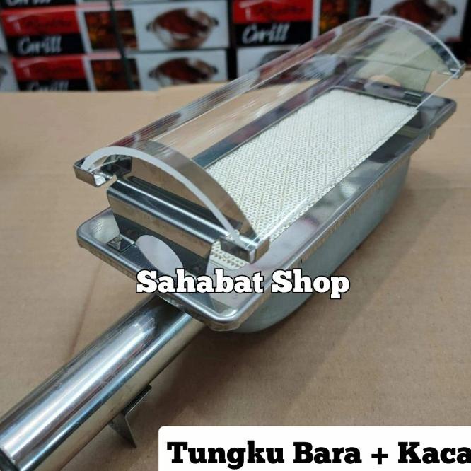 Tungku Bara + Kaca 1Set Kompor Panggangan Sosis / Panggang Roaster