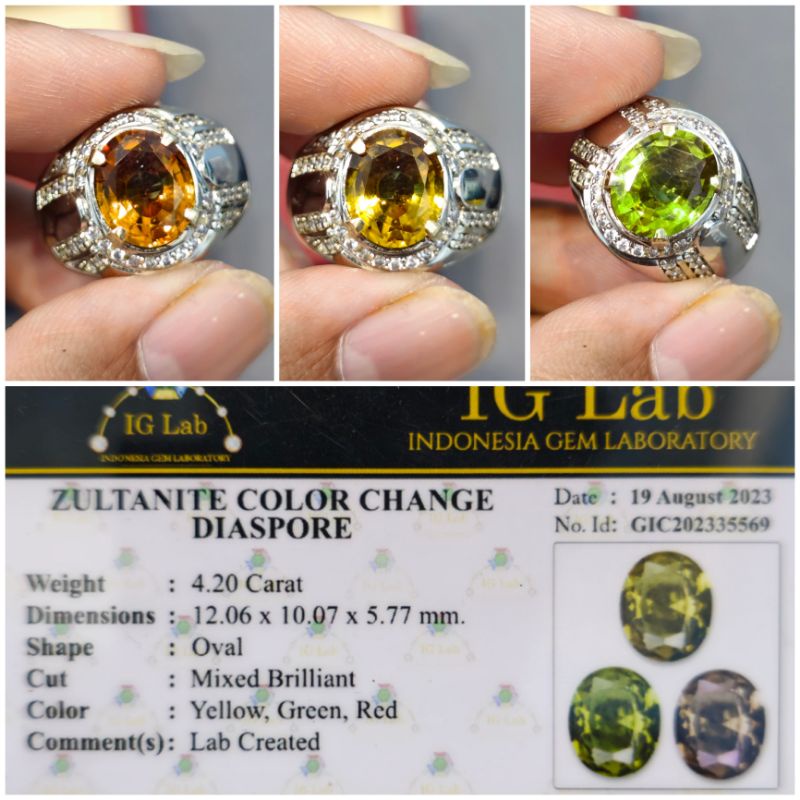 Cincin Pria Zultanite Color Change Diaspor Memo