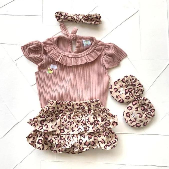COD Baju Anak Bayi Perempuan Setelan Celana 0 6 Bulan Prisket Set Sepatu