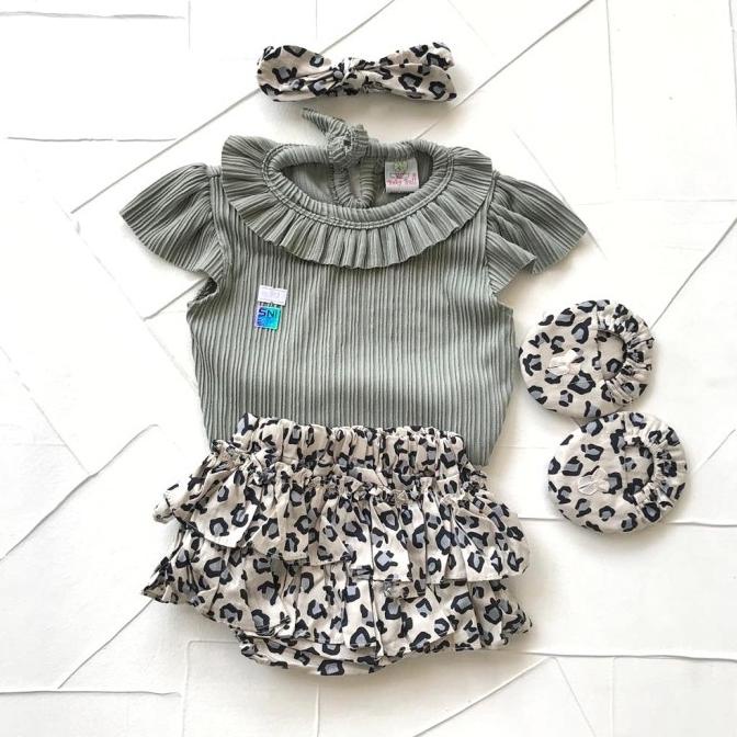 COD XLw Baju Anak Bayi Perempuan Setelan Celana 0 6 Bulan Prisket Set