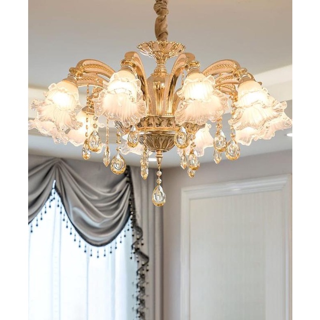 LAMPU HIAS GANTUNG KRISTAL BUNGA MEWAH / LAMPU GANTUNG RUANG TAMU  |Readystock