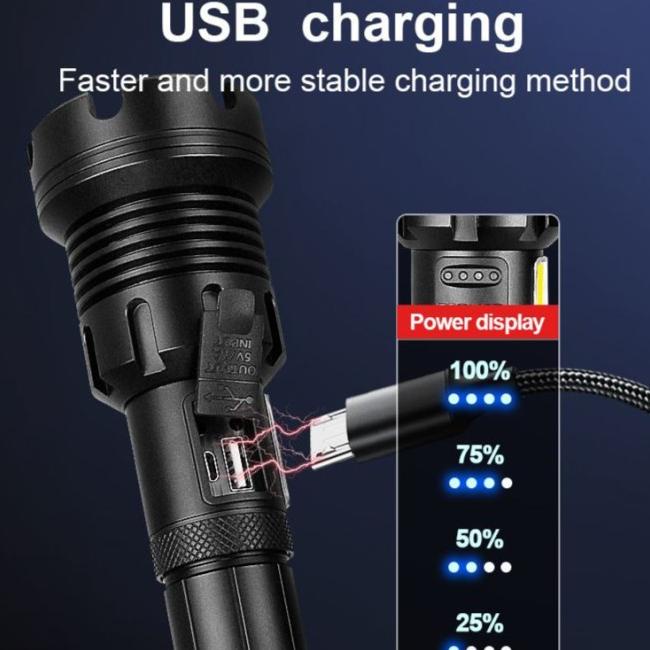 Senter LED XHP90+COB Swat Police Super Terang XHP90.2 BIG Rechargeable Promo