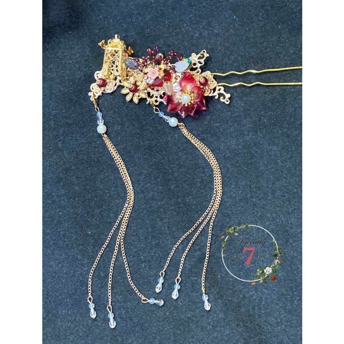 Tusuk Konde Red Palace Chinese Hairpin Asesoris Sangjit Pesta