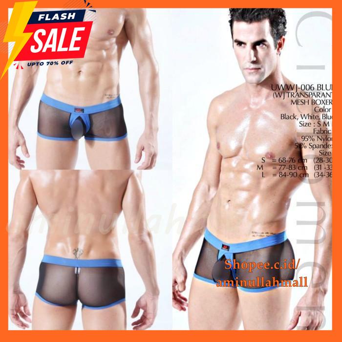 SEXY CD BOXER  UWWJ-006 WHITE TRANSPARAN SEMPAK NYLON SPANDEX TERBAIK
