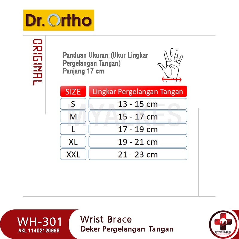 Deker Tangan / Wrist Brace Dr. Ortho WH-301 Terapi Carpal Tunnel Syndrome