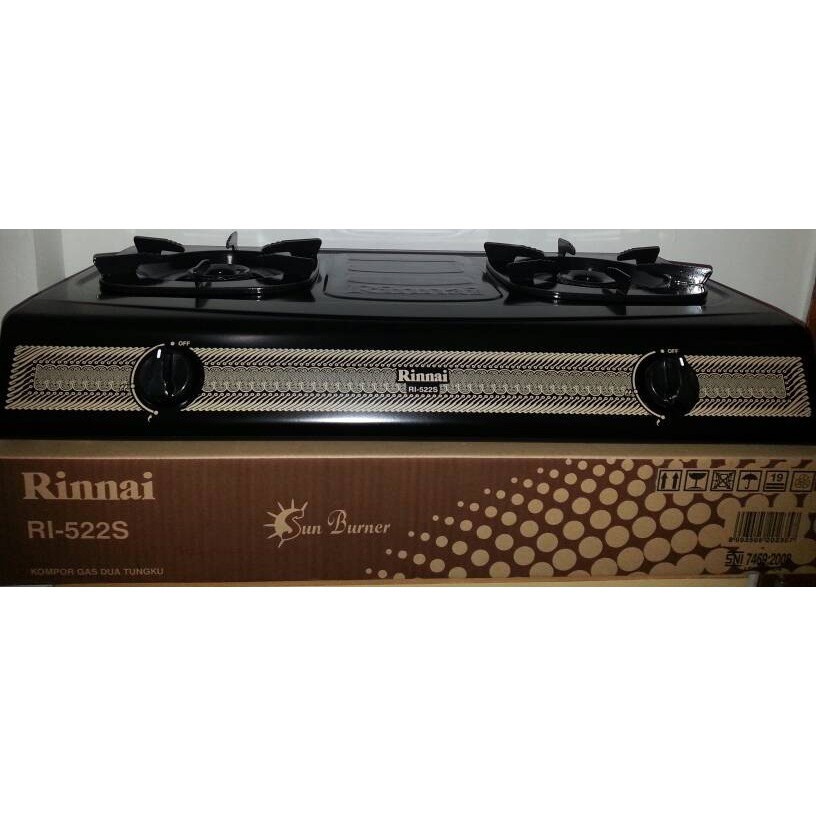Kompor Gas Rinnai 2 Tungku Ri 522S Batik Stainless Steel