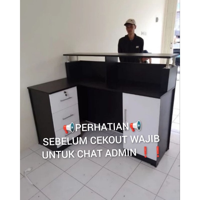 MEJA KASIR L hitam putih terlarisss /meja laundry / MEJA RESEPSIONIS / MEJA KERJA / MEJA KANTOR / ME
