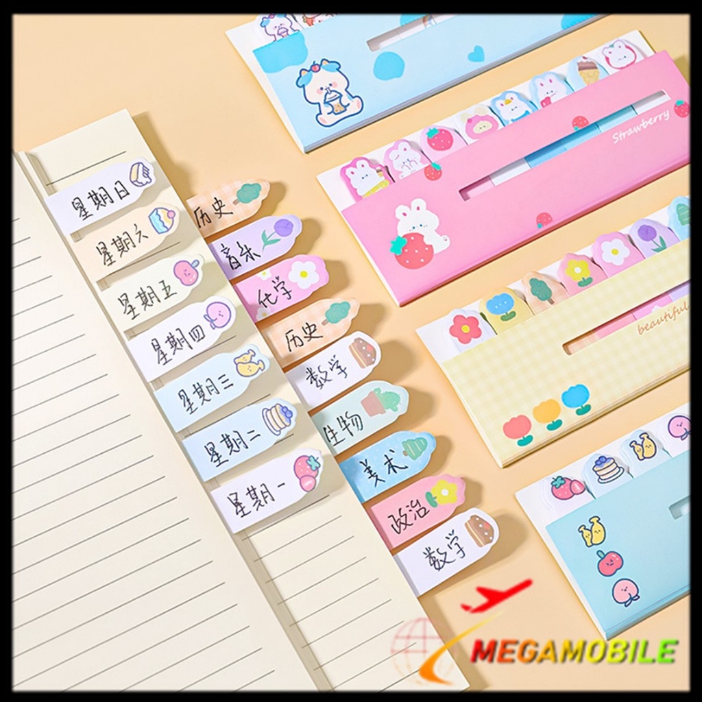 

MM - Sticky Notes Karakter 8IN1 Tempelan Kertas Catatan 120 Lembar Pembatas Buku Karakter Hewan Lucu Penanda Buku Stationery Memo Pad Convenience Cute 8 IN 1