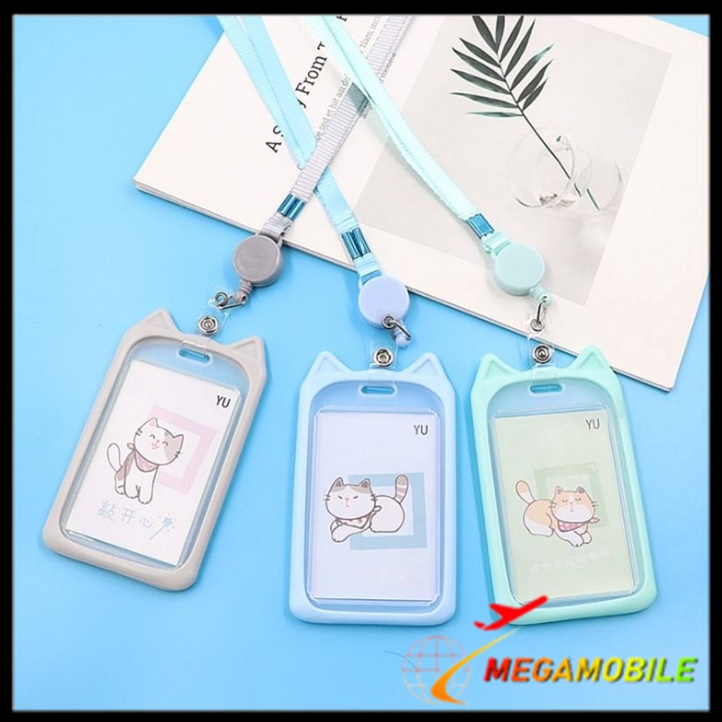 

MM - Name Tag Lanyard Gantungan Kartu Motif Kucing Kelinci Akses MRT Busway E-Money Flazz BRIzi Bentuk Karakter Hewan Warna Pastel Lanyart Card Holder Id Card