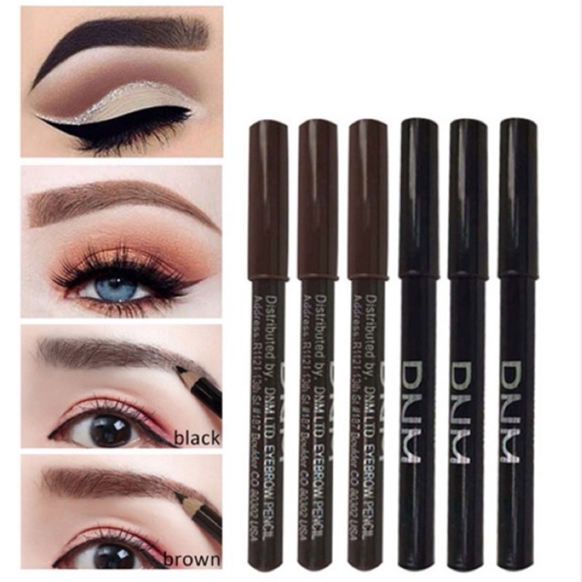 Pensil Alis Wood DNM Eyebrow Pencil Hitam Coklat Long Lasting Original D-351