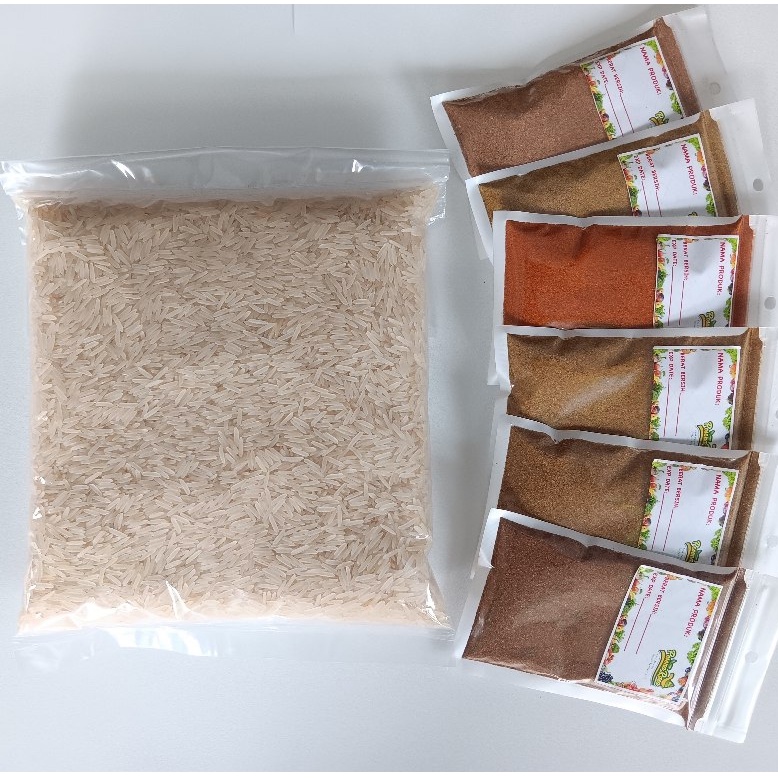 

PAKET LENGKAP BERAS BASMATI 1 KG DAN BUMBU / BERAS BASMATI TIMUR TENGAH / BERAS Kebuli Briyani Kabsah Mandhi Shawarma Instan | Beras Basmati Lengkap Dengan Bumbu