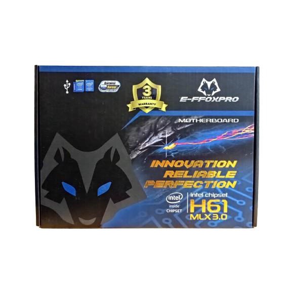 MOTHERBOARD EFFOXPRO H61 MLX USB 3.0 GARANSI 3 TAHUN TUKAR BARU
