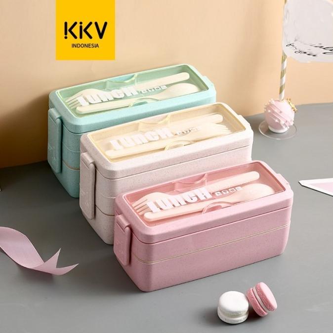 TERLARIS KKV 40000KM Kotak Makan Tingkat Lunch Box Set Free Sendok Garpu