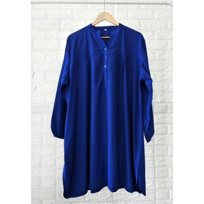 New Tunik Polos Viscose Jumbo Biru Elektrik Limited Edition