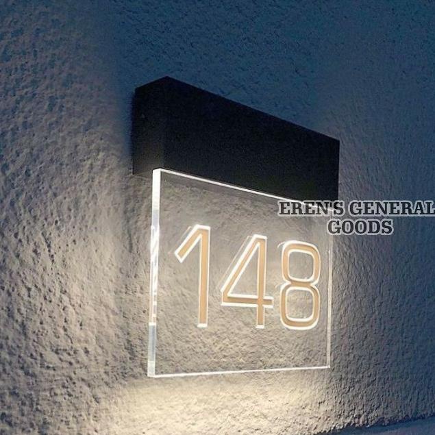 TERMURAH Custom Plat Nomor Rumah Akrilik Nyala Dengan Lampu LED Light
