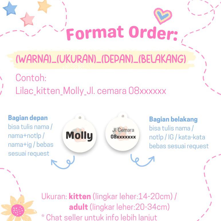 Terkini [Free Lonceng + Custom Nama] Crafle'S Leather Cat Necklace Pastel Edition | Kalung Kucing Anjing Kelinci Custom Nama / Alamat / Notlp / Ig / Dll