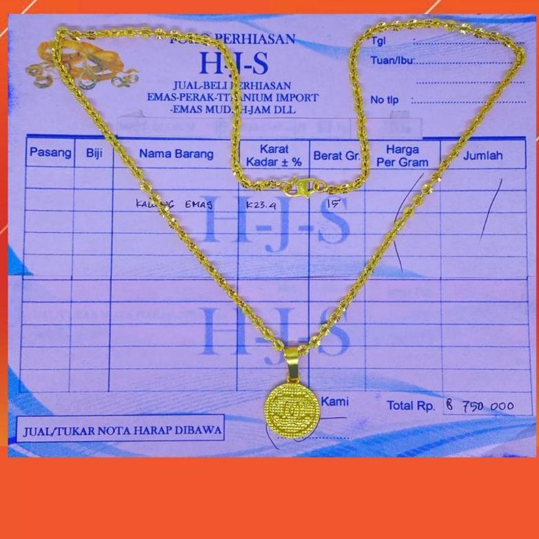 Viral Perhiasan (Knlc) Kalung Emas 24K Berat 15Gram Asli Ada Nota Dari Toko