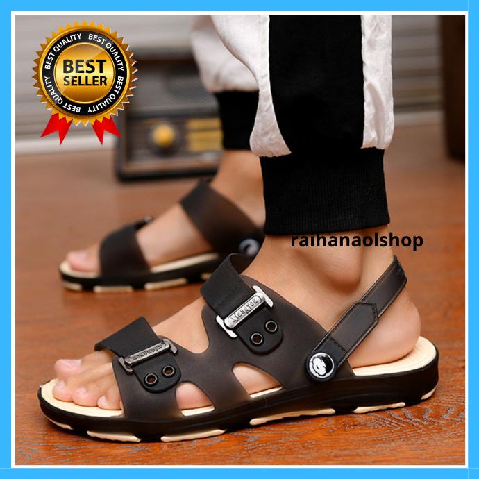 Sandal Kasual Pria Sandal Karet Santai Dewasa Elegan Nyaman Dipakai