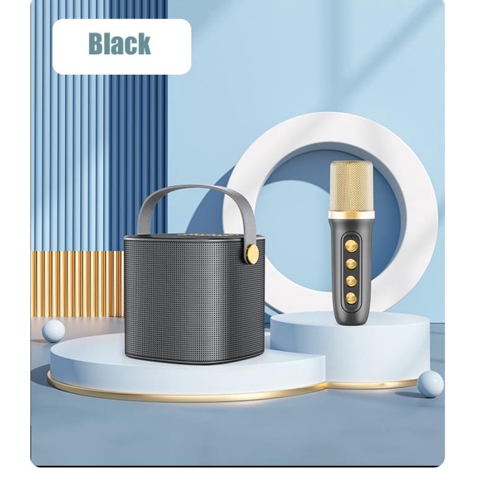 Karaoke Speaker Mic Indoor Portable Wireless Bluetooth Outdoor Karaoke -  Black