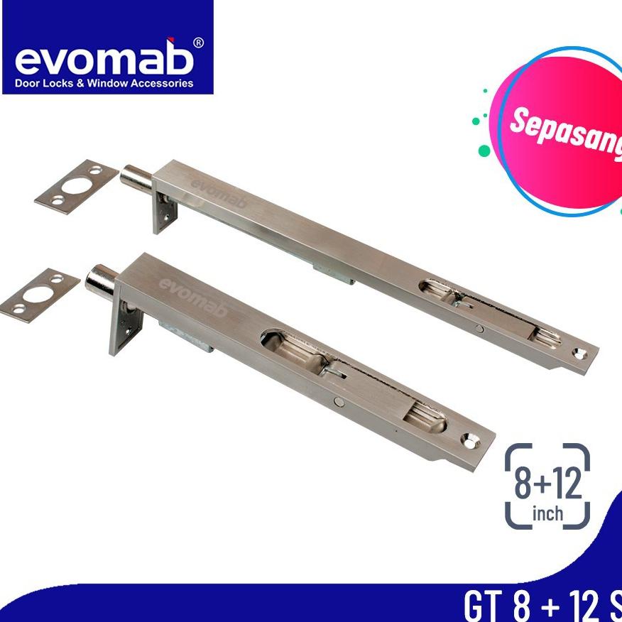 Evomab Grendel Tanam Pintu / Flush Bolt Evomab Gt 8 + 12" / 24"