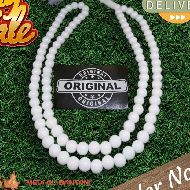 Tasbih Batu Giok Putih Susu 99 Butir(8Mm)/Tasbih Giok Putih Salju Natural