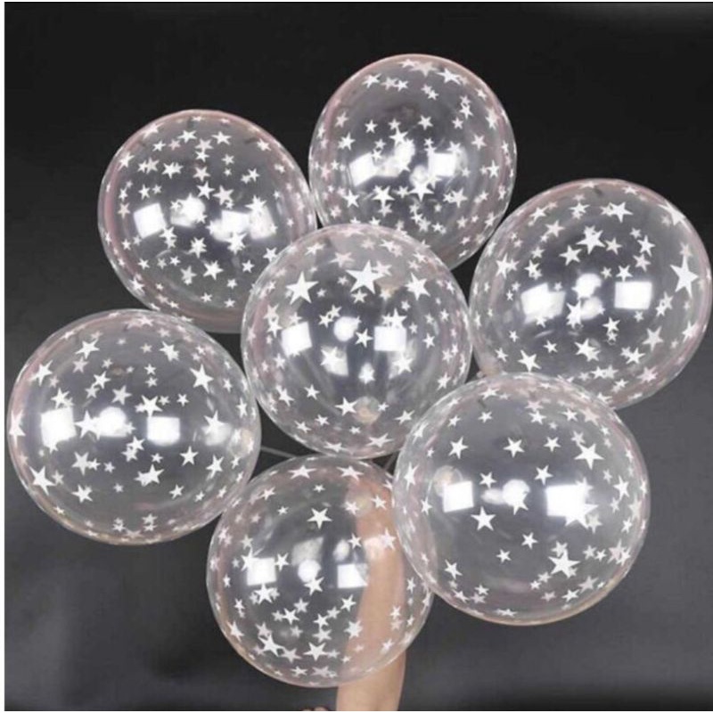 balon latex transparan motif bintang/balon bintang/balon transparan/12"