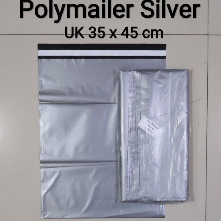 

Berkualitas! Plastik Packing Polymailer Silver Uk 35x45 (50 pcs), plastik packing Lem, plastik olshop ~