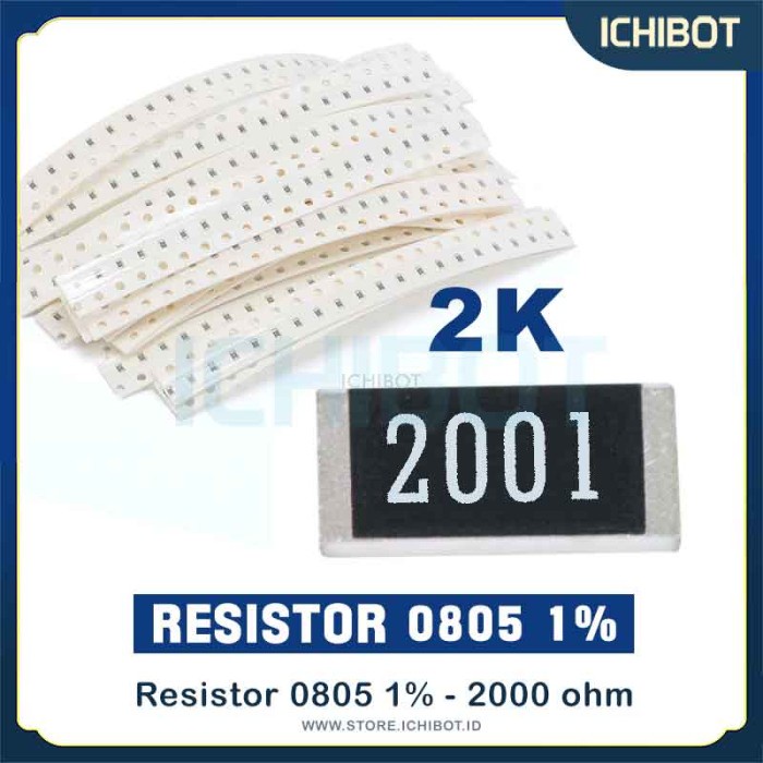 Resistor 2K 2000 2.000 Ohm 0805 Toleransi 1% SMD SMT (10Pcs)