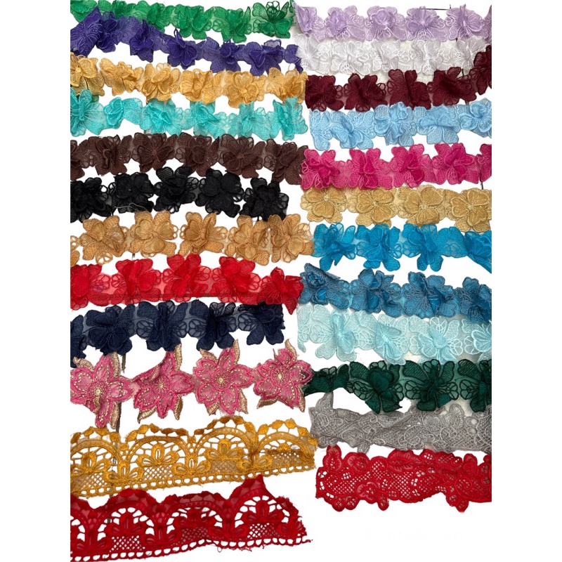 Renda bordir bunga lebar 6cm/ renda per 50cm/renda bordir organdi