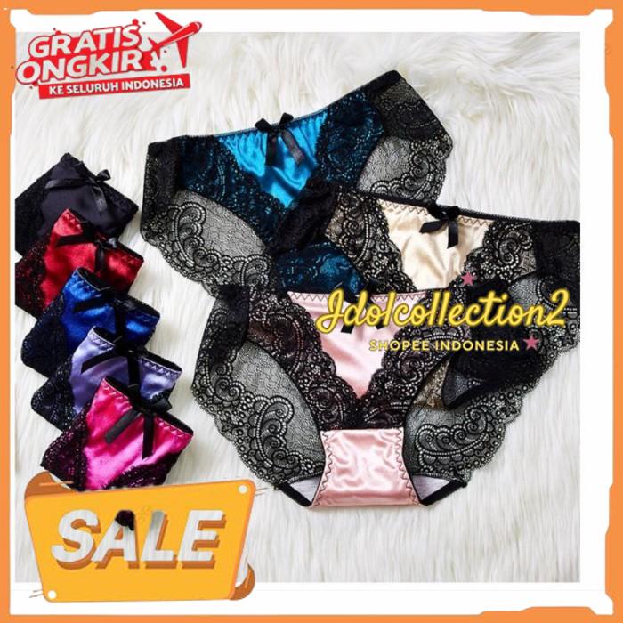 CELANA DALAM WANITA SATIN RENDA TRANSPARANT LICIN MENGKILAT PRODUK BEST PRODUK 