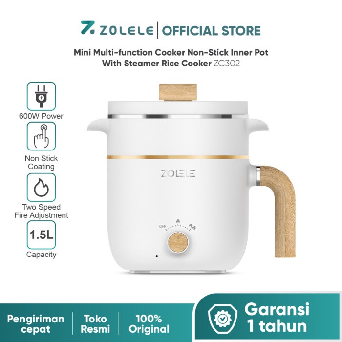 Terbaru Zolele Panci Listrik Serbaguna Kukusan 1.5L Multifungsi Elektric Cooke Promo Terlaris