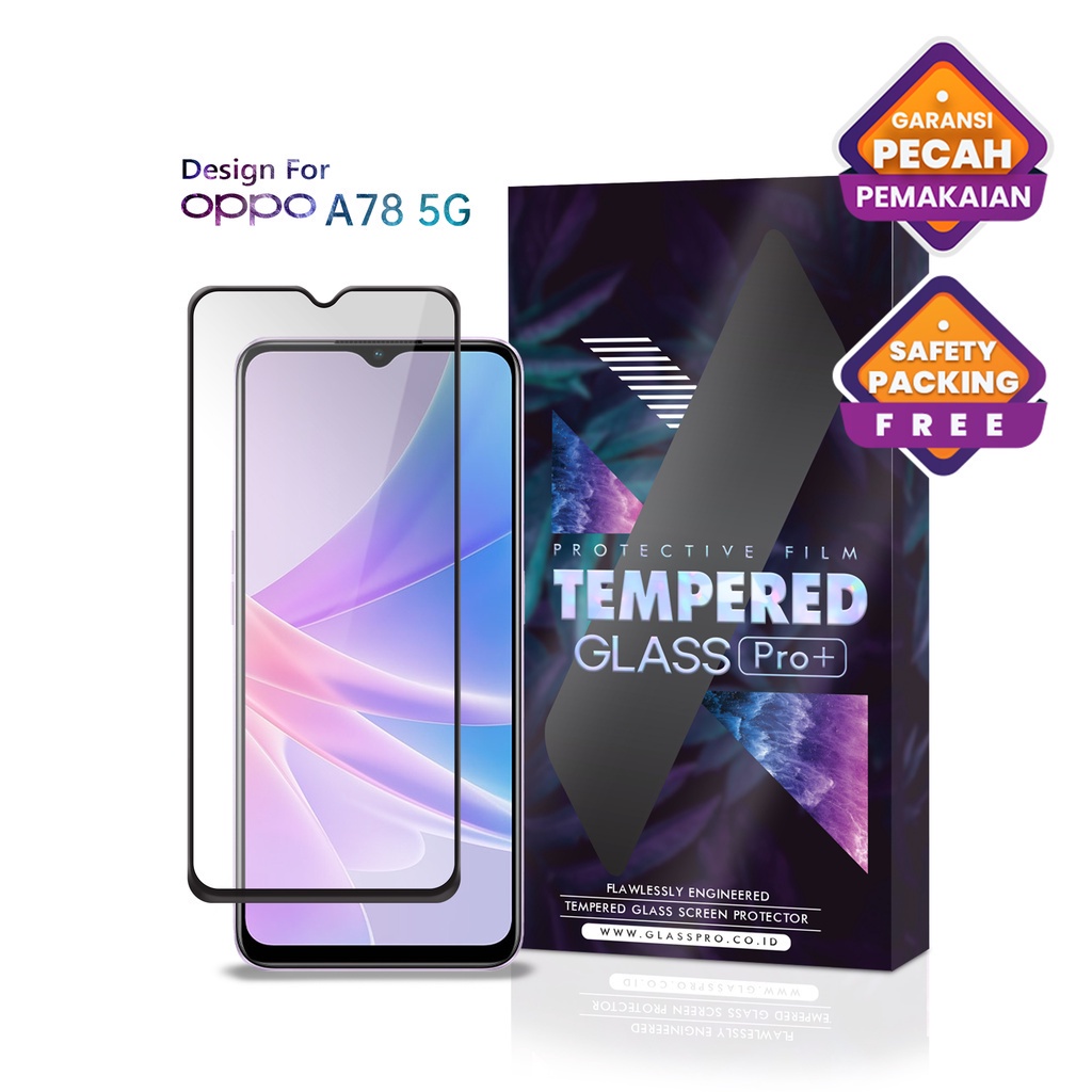 Tempered Glass Oppo A78 5G Full Cover - Premium Glass Pro