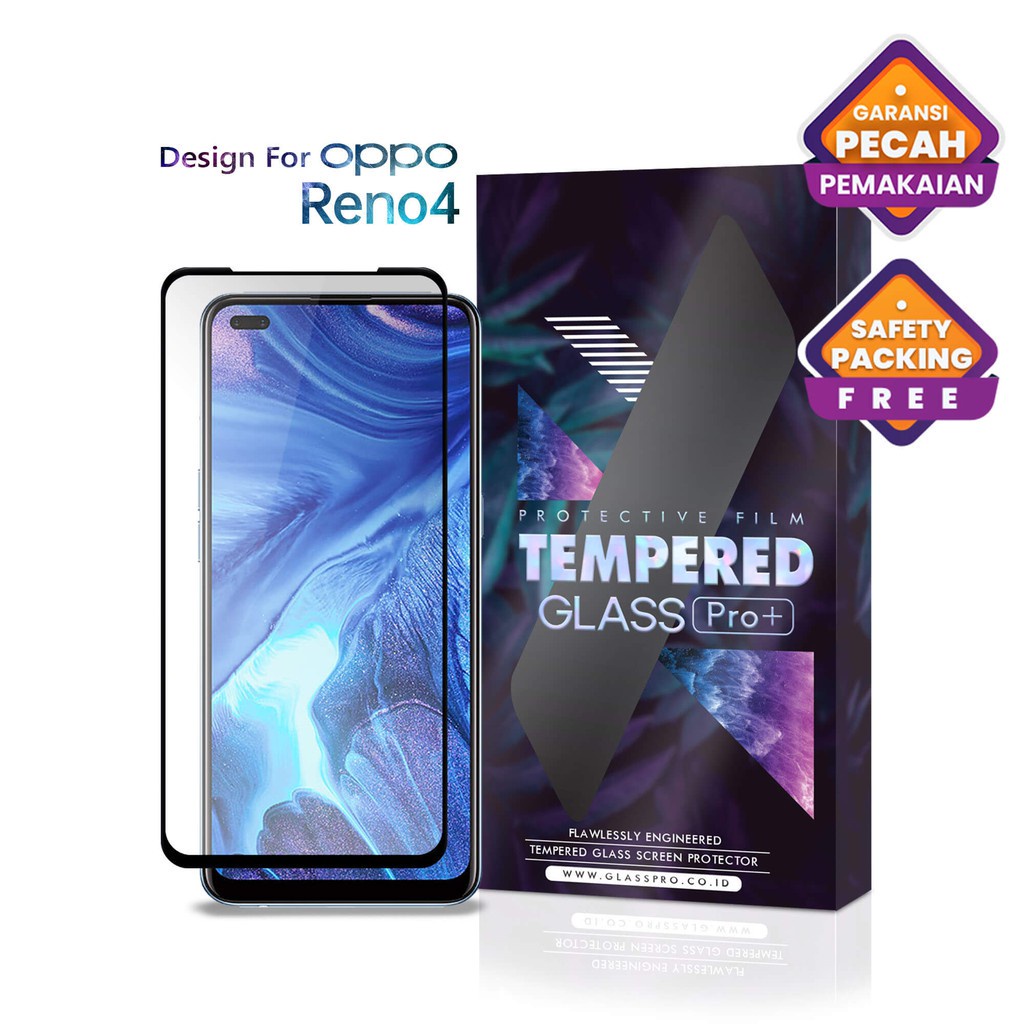 Glass Pro Tempered Glass Oppo Reno4 Reno 4 Full Cover - Premium