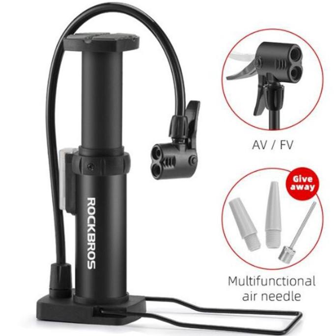 Pompa Injak Angin Ban Sepeda Motor Rockbros Portable Presta Schrader