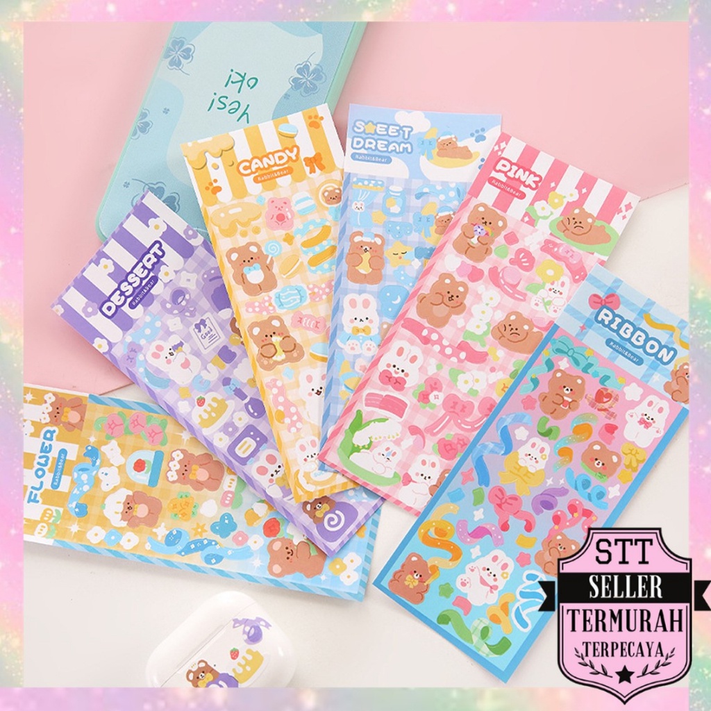 

STT STICKER WATERPROOF KARTUN BEAR RABBIT HOLOGRAM STIKER MOTIF KARTUN BERUANG DAN KELINCI KOREA LUCU ANTI AIR DEKORASI HANDBOOK SCRAPBOOK DIY STICKER BOTOL MINUM TUMBLR VIRAL LUCU MURAH CANTIK