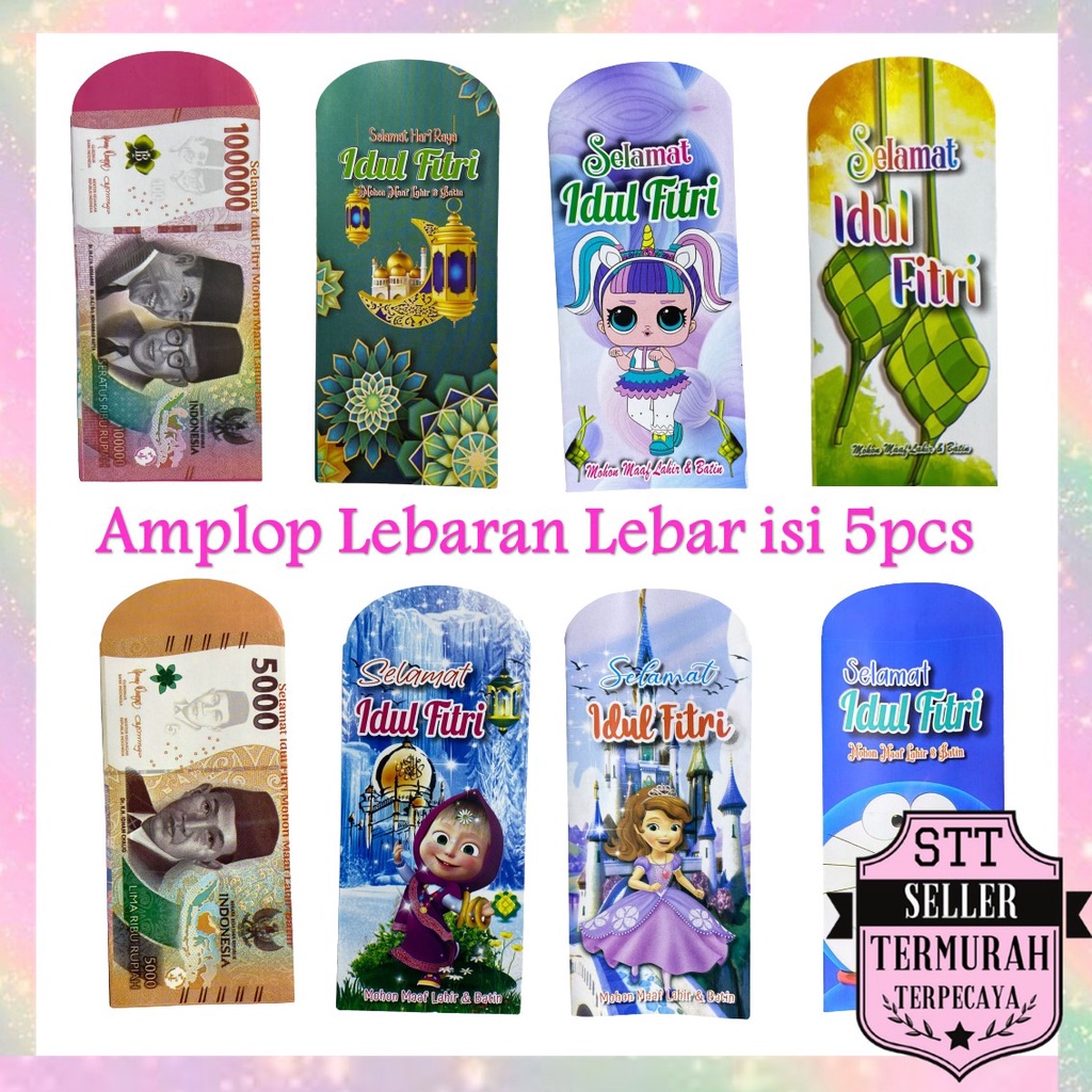 

STT Amplop Lebaran Karakter Kartun Isi 5Pcs Ukuran Kecil Amplop Lebaran Idul Fitri Motif Uang 5 Pcs Ukuran Besar Amplop THR Murah