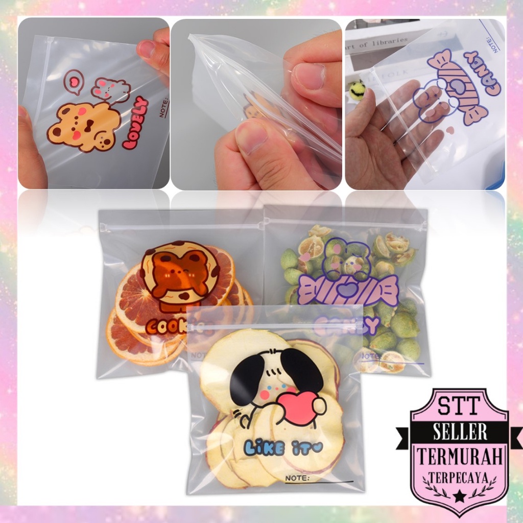

STT Ziplock Mini Karakter Kartun Transparant Lucu Tempat Penyimpanan Aksesoris Serbaguna Pouch Kosmetik Mini Anti Air ZipLock Plastik Penyimpan Camilan Biskuit Permen Zipper Pouch Organizer Waterproof Travel Cosmetics Makeup Bag