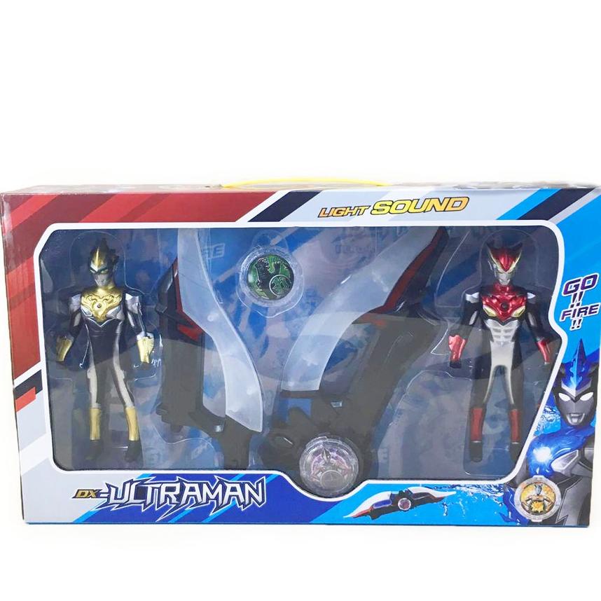 Mainan Figur Ultraman Heroes Lampu Laser + Senjata Menyala