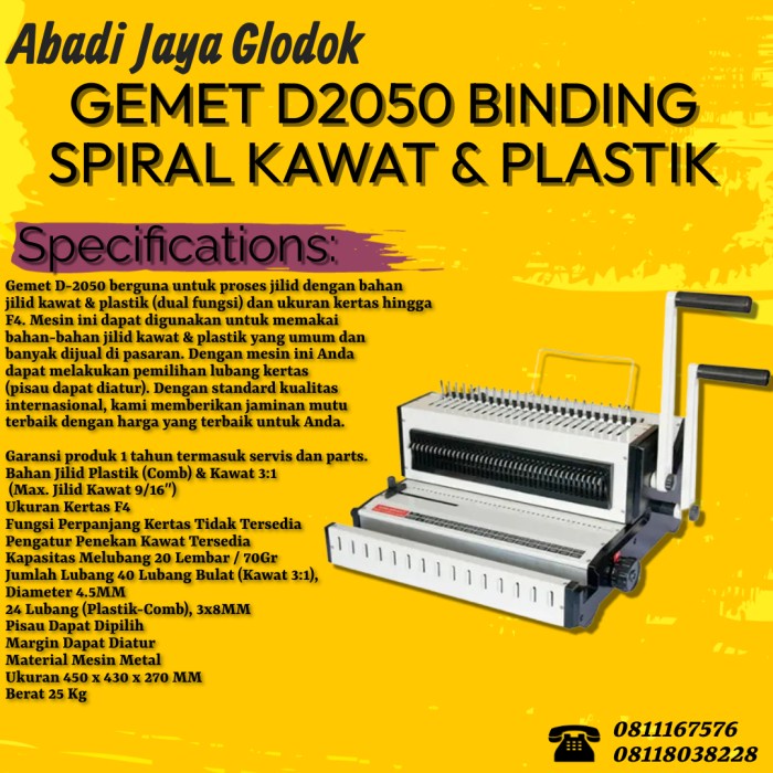 

GEMET D2050 BINDING SPIRAL KAWAT & PLASTIK