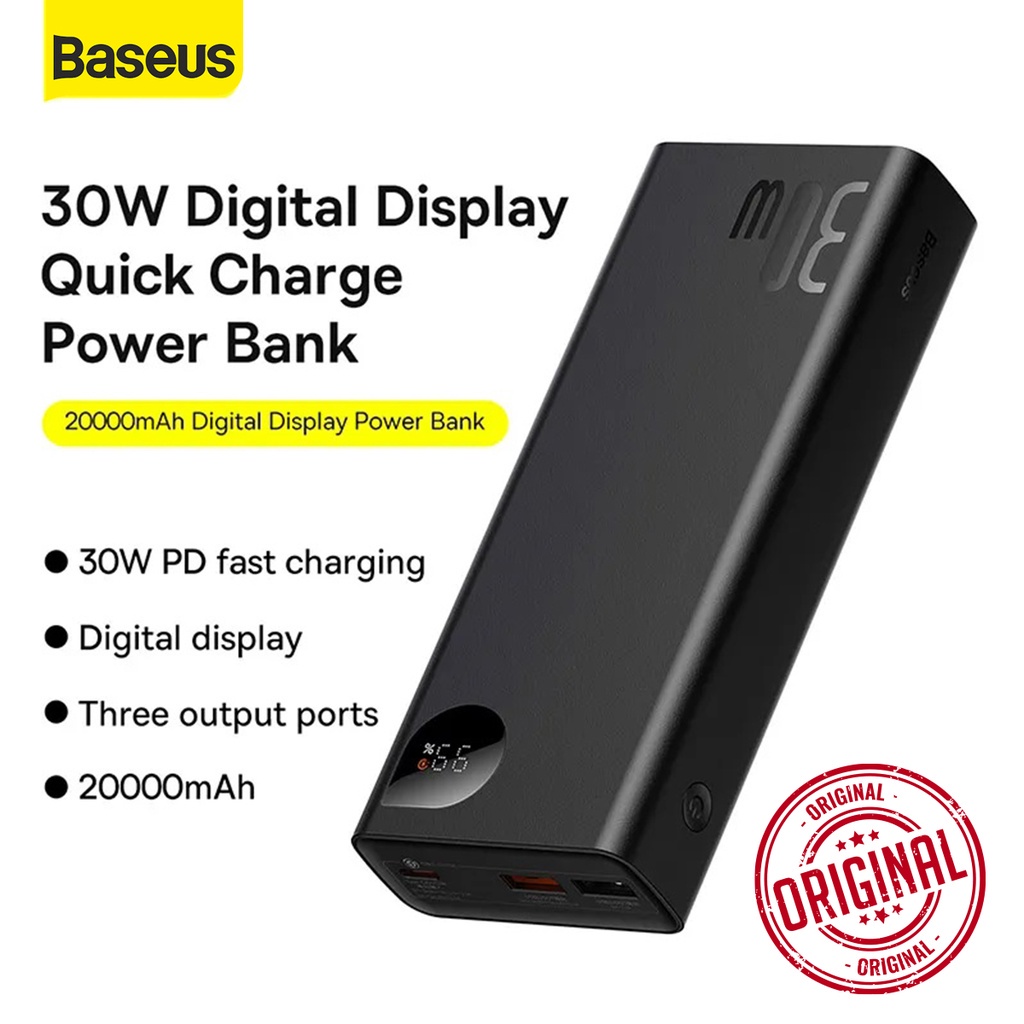 [ELECTROPICALLY] BASEUS Powerbank Adaman Metal Digital Display Fast Charge 20000mAh 10000mah 22.5w